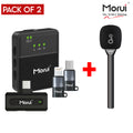 Pack of 2 Bundle - Morui GM-X8 Wireless Mic Single & Morui Universal Mic Stand - Active Noise Cancellation - Premium Audio for Content Creators and Speakers